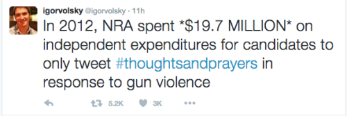 solarsematary:  kateoplis:  think-progress:  Lawmakers Offer ‘Prayers’ For Mass Shooting Victims, Receive Large Checks From The NRA Following Wednesday afternoon’s mass shooting in San Bernardino, California, which left at least 14 people dead,