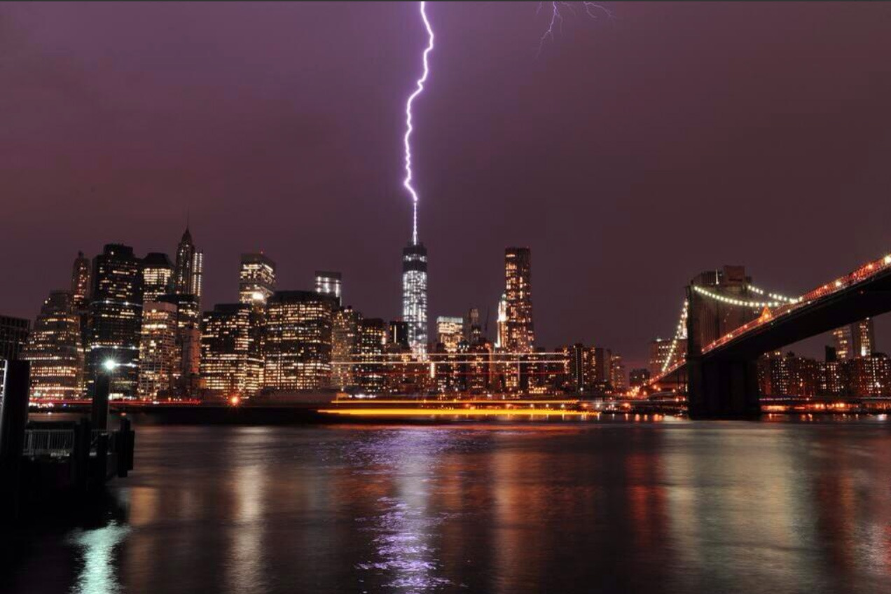 MOTHER NATURE PUTS ON FIREWORKS DISPLAY
Even before tonight’s 4th of July Macy's Fireworks, Mother Nature put on quite a display of her own as an opening act.
Enjoy this photo of 1 WTC the other night during an electrifying thunderstorm!