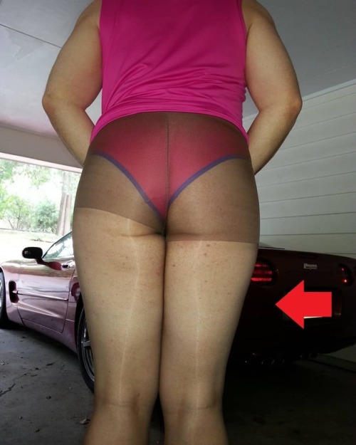 Myself in #pantyhose Showing my femm bottom in #panties &amp; #shinypantyhose next to dad&rs