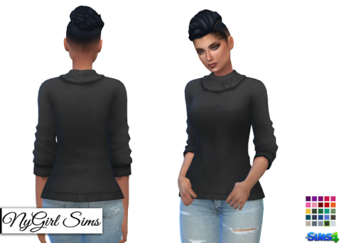 Collared Sweater with Button. I took the dress from the Get Famous pack and turned it into a st