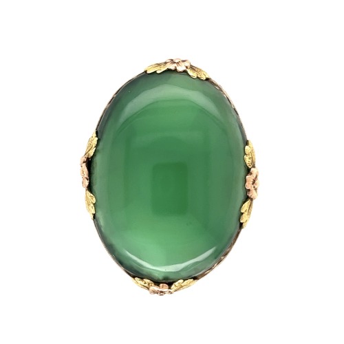 Arts and Crafts 14k Gold Chalcedony Ring