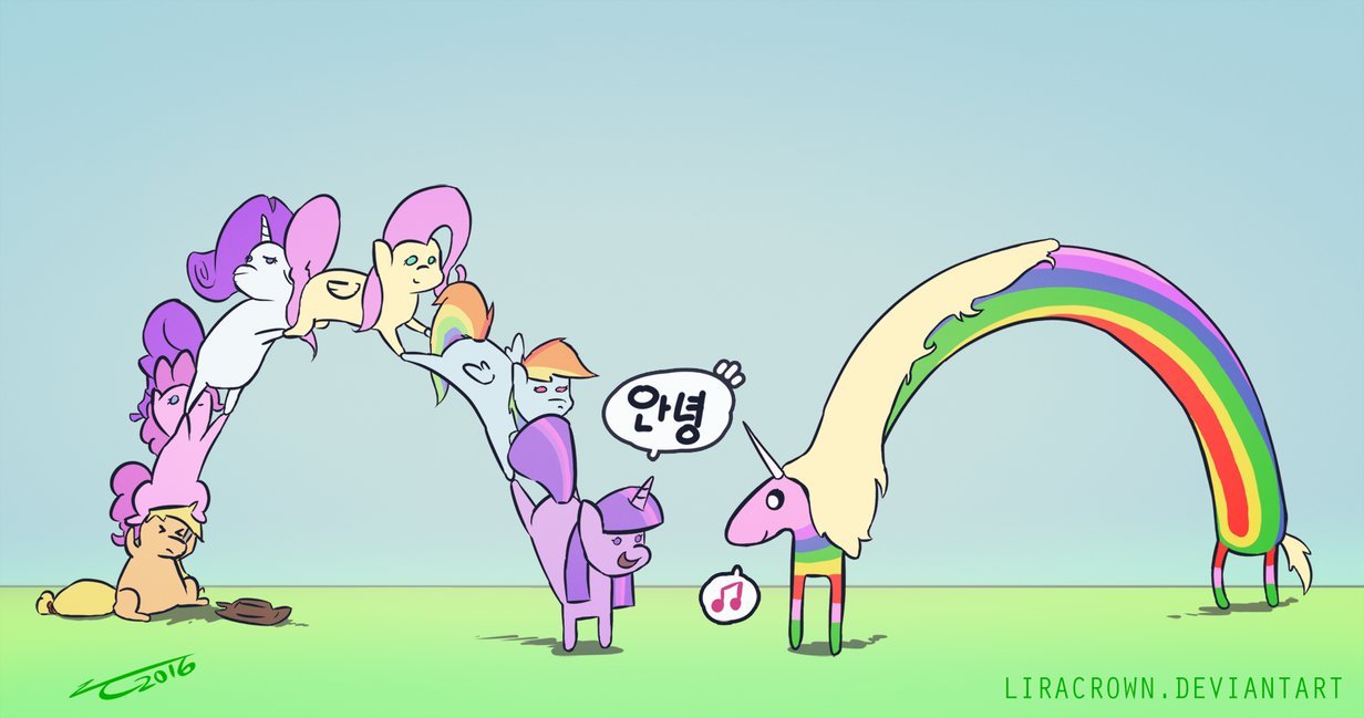 liracrowned: Colored version of this one. Meeting the Mane 6 - Colored by LiraCrown
