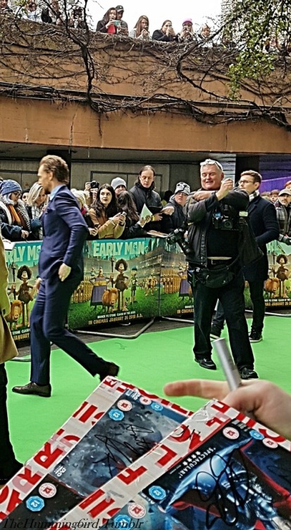 Tom Hiddleston (and Luke!) at the Early Man Premiere, BFI IMAX, 14th January 2018[My images. Please 