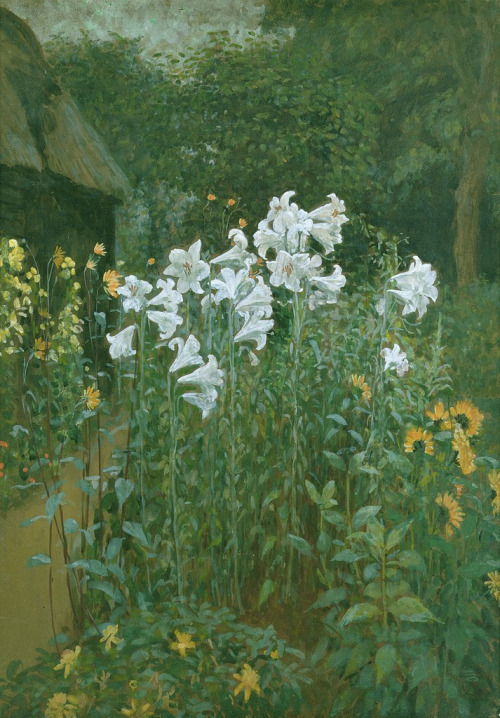 windypoplarsroom:Walter Crane“Madonna lilies in a garden”