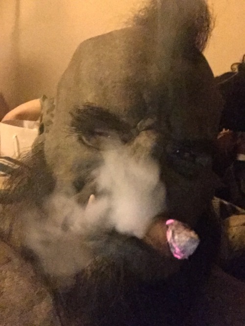 cgrlthrbear: Orcing out with a good cigar. Love this mask with a cigar.