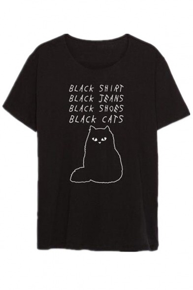 beautiful-kitty: Best Quality Cotton Tees  Funny Letter  //  Cropped T-Shirt  