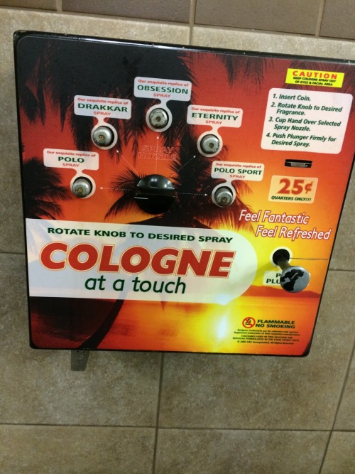 randomitemdrop:thedurvin:Do women know about truck stop men’s room cologne dispensers?Item: Wall-mou