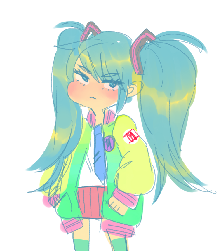 colorcity:  barely ever drew vocaloid so heres a miku 
