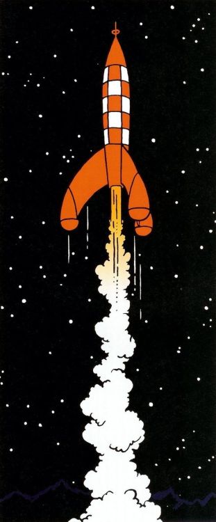 the iconic rocket of the belgian comic book tintin