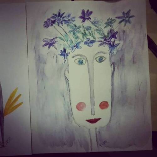 #face #hair #flowerstagram #flowers #blue #watercolor #illustration #illustrationartists #illustrato