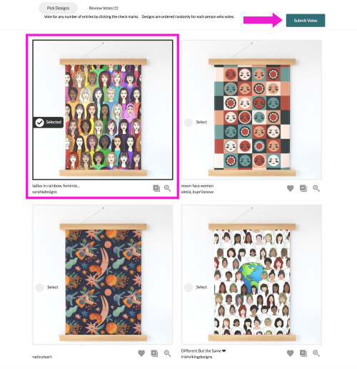 Please vote for my entry in the Spoonflower International Women’s Day Wall Hangings Design Cha