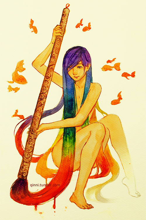 qinni:  Painting all the colours of the rainbow. done in watercolour. | More Daily Sketches  