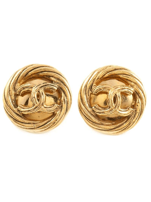 CHANEL VINTAGE logo stud earrings