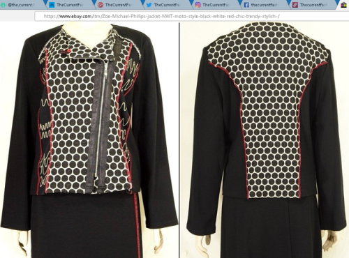 Zoe by Michael Phillips jacket NWT5M-2030 ~ moto style, black red white, chic trendy stylish.Check o