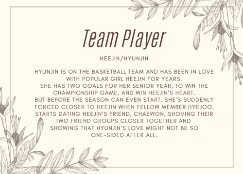 Team Player - Anonymous - Heejin/Hyunjin (Loona) - Hyunjin is on the basketball team and has been in