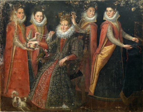 Portrait of Five Women with a Dog and a Parrot by Lavinia Fontana (1552-1614) 