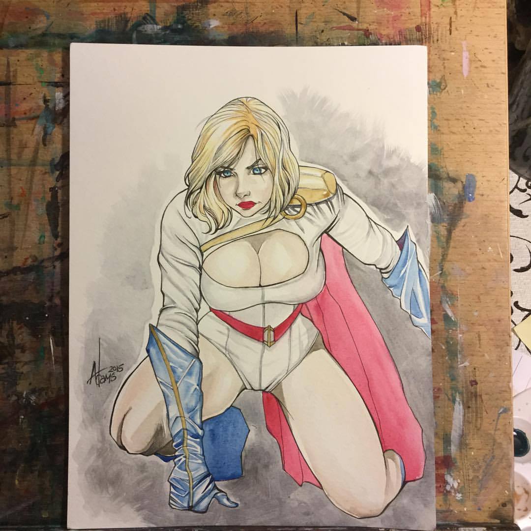 cartoonpinup:  I’ve finally got around painting #Powergirlwww.cartoonpinup.com