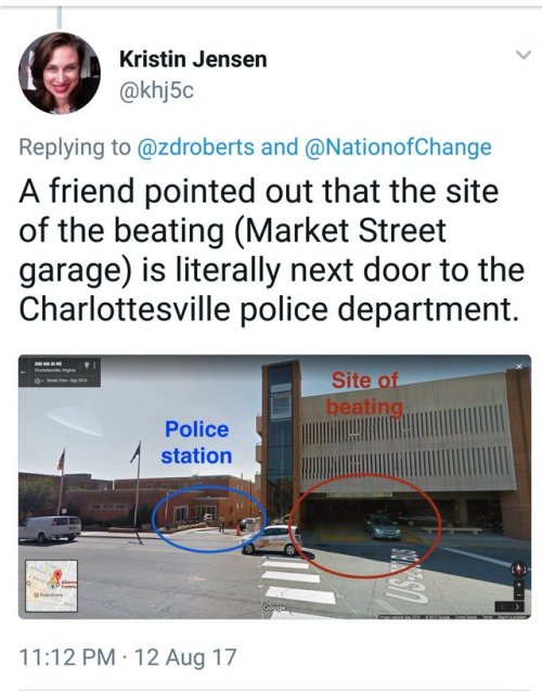 lagonegirl:  They beat this man literally right next to the police station but there were 0 cops present to keep these people in line. #Charlottesville   