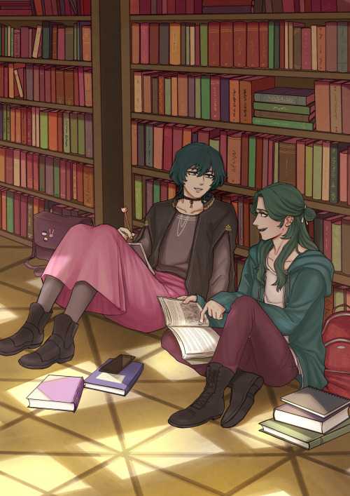 these are finally ok to post now, so here is my piece for the byleth/linhardt zine on twitter!! so h