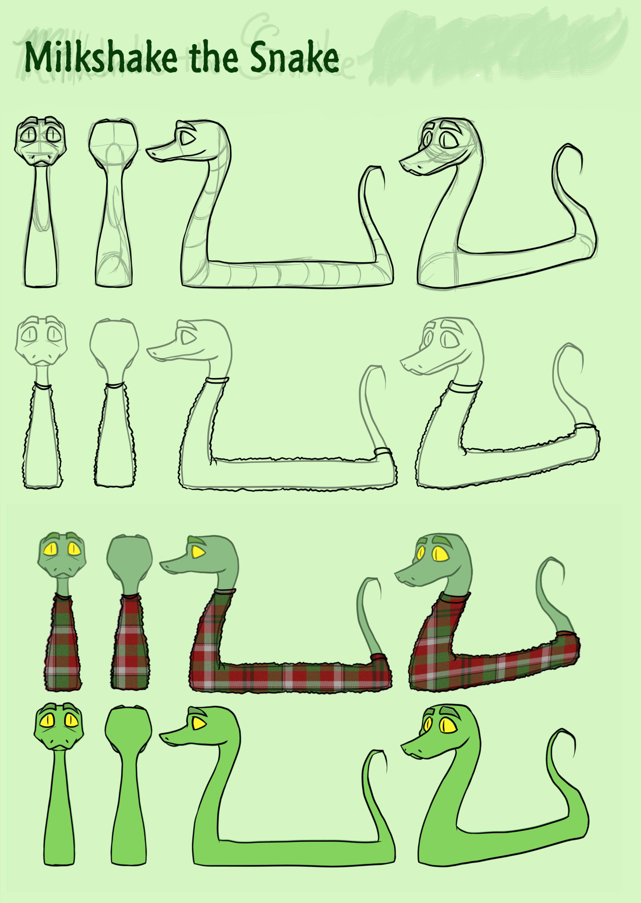 aliceapprovesart:   Sweater Snake Pre-Production Art  Art done for my short animation