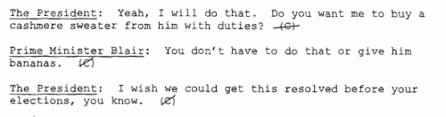 what is up with bill clinton and bananasalso gotta love how blair quickly changes the subject after 