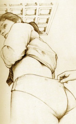 baredandwaiting:  A few more “rare” spanking drawings … 