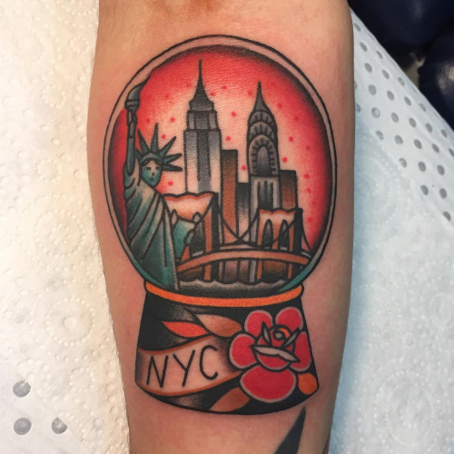 freshtattoo:  Follow us on FreshTattoo.tumblr.com Fun little NYC tattoo for a long term client, Theo…… http://ift.tt/1GY9Ibg