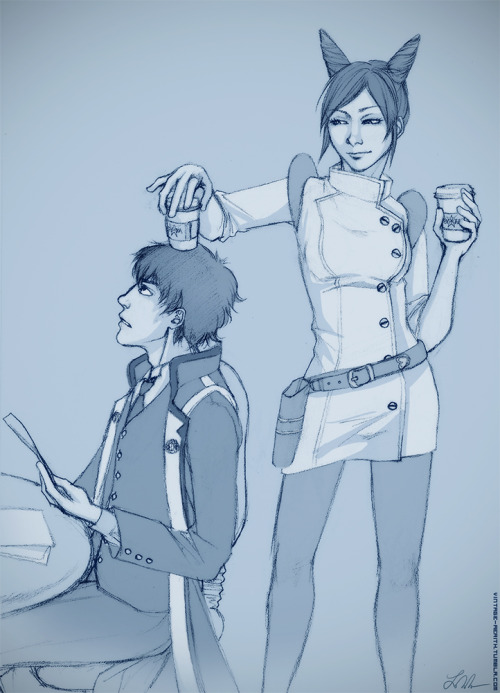 vintage-aerith:late nights at the robotics lab, good thing GYAXA had a 24-hour espresso stand before