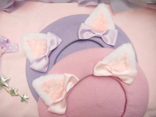 himifashion:   Cat ear bowknot beret hat