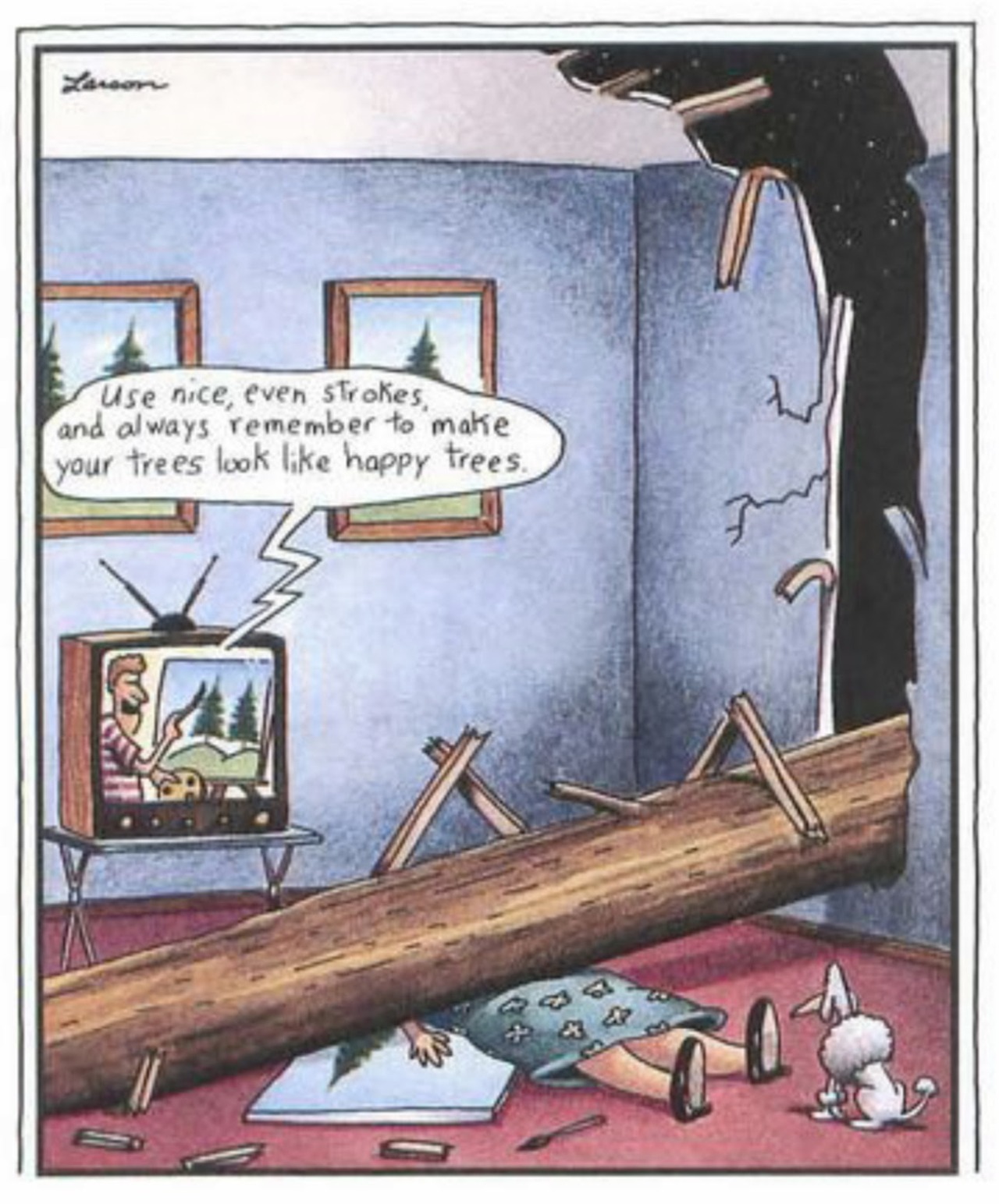 quasi-normalcy:wegmanweimaraner:meridianowl:madamecricket:beecreeper:beecreeper:beecreeper:2am thought: A tarot deck made up of Gary Larson cartoonsThe MagicianThe Towerthe foolfour of swordsstrengththe emperorjudgementthe devilthe empressace of wandsthe