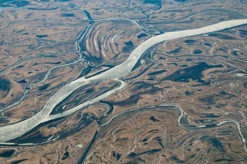 Ob River in western Siberia (Russia).  The last photo shows the riverdelta.The Ob River is the seven