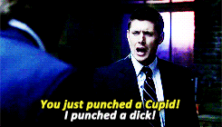 supernaturaldaily:  “My name is Dean Winchester. I’m an Aquarius, I enjoy sunsets, long walks on the beach and frisky women. And I did not kill anyone.” 