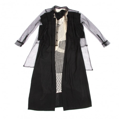 COAT DRESS WITH MESH OVERSHIRT FROM YOHJI YAMAMOTO FEMME