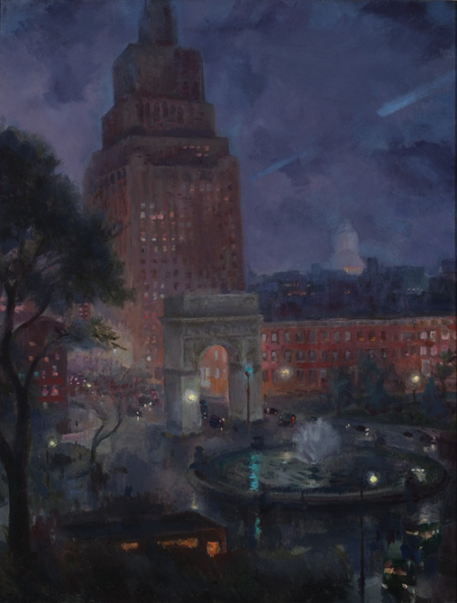 Wet Night, Washington Square, John French Sloan, 1928