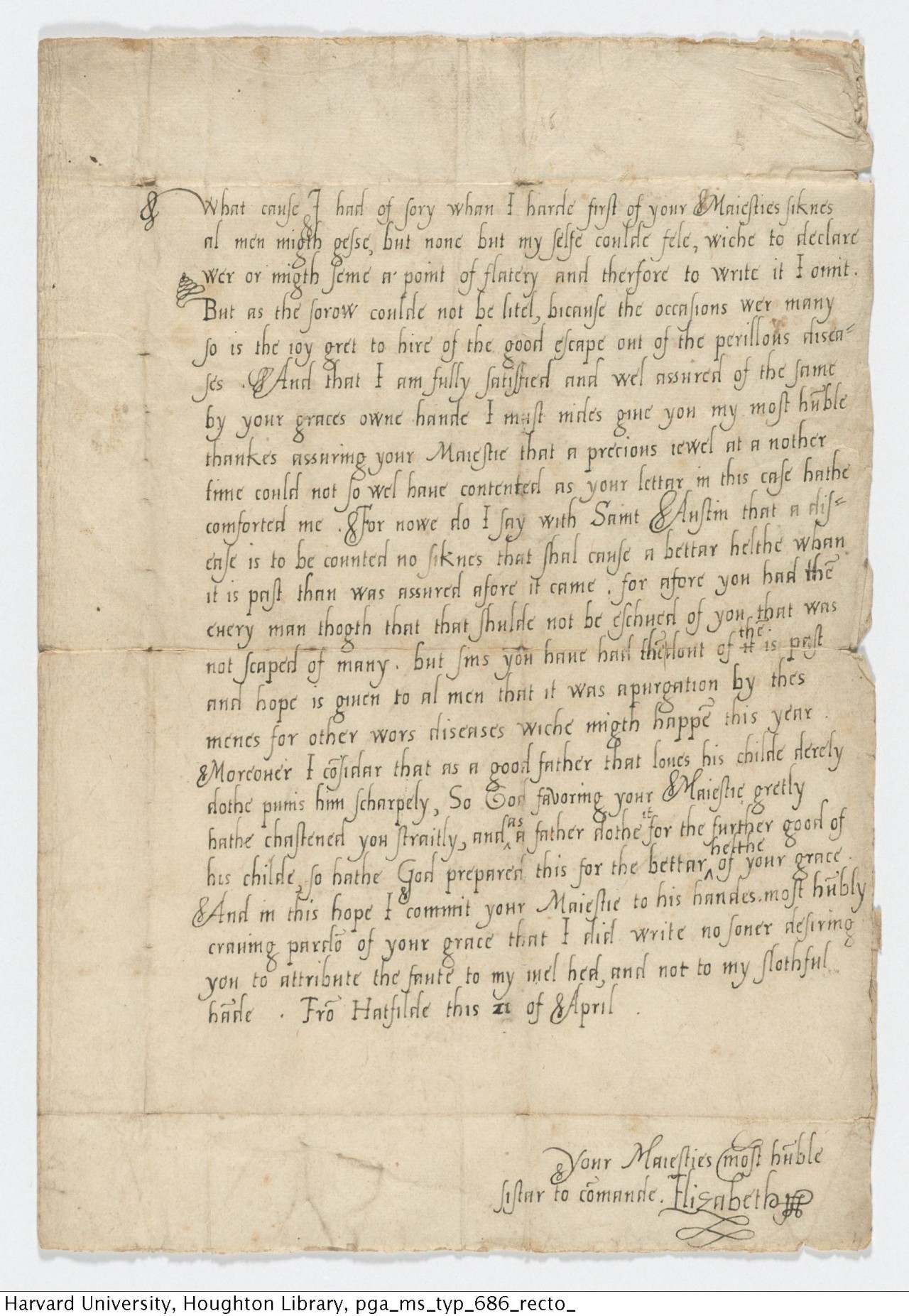 The future Queen Elizabeth I, age 19, writes to her half-brother King Edward VI shortly before his death in 1553. The power struggle following the death of the 15-year-old King would lead to the 9-day reign of Lady Jane Grey and her eventual...