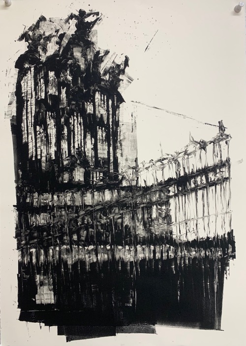 Seville Cathedral Pipe Organ Seville, Spain Dark Field Monotype [FULL BLEED] Ink on Paper, 22 x 30 2