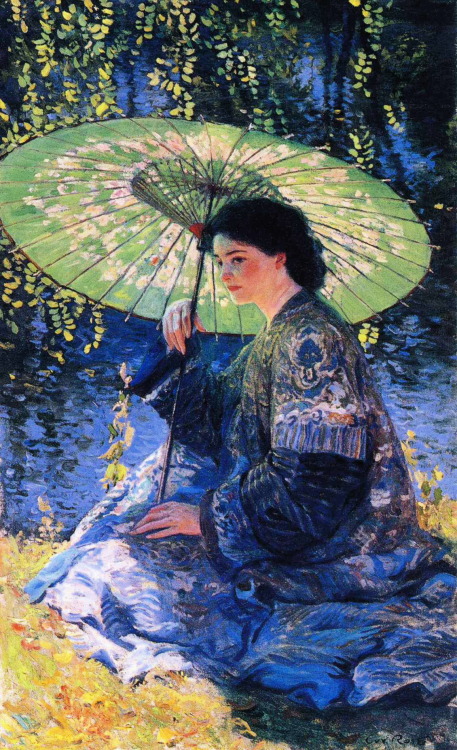 guy-rose:The Green Parasol, 1911, Guy RoseMedium: oil,canvas