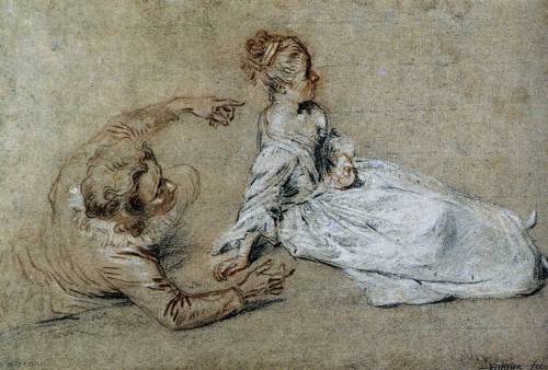 artist-watteau:Sitting Couple, 1716, Jean-Antoine WatteauMedium: chalk,paper