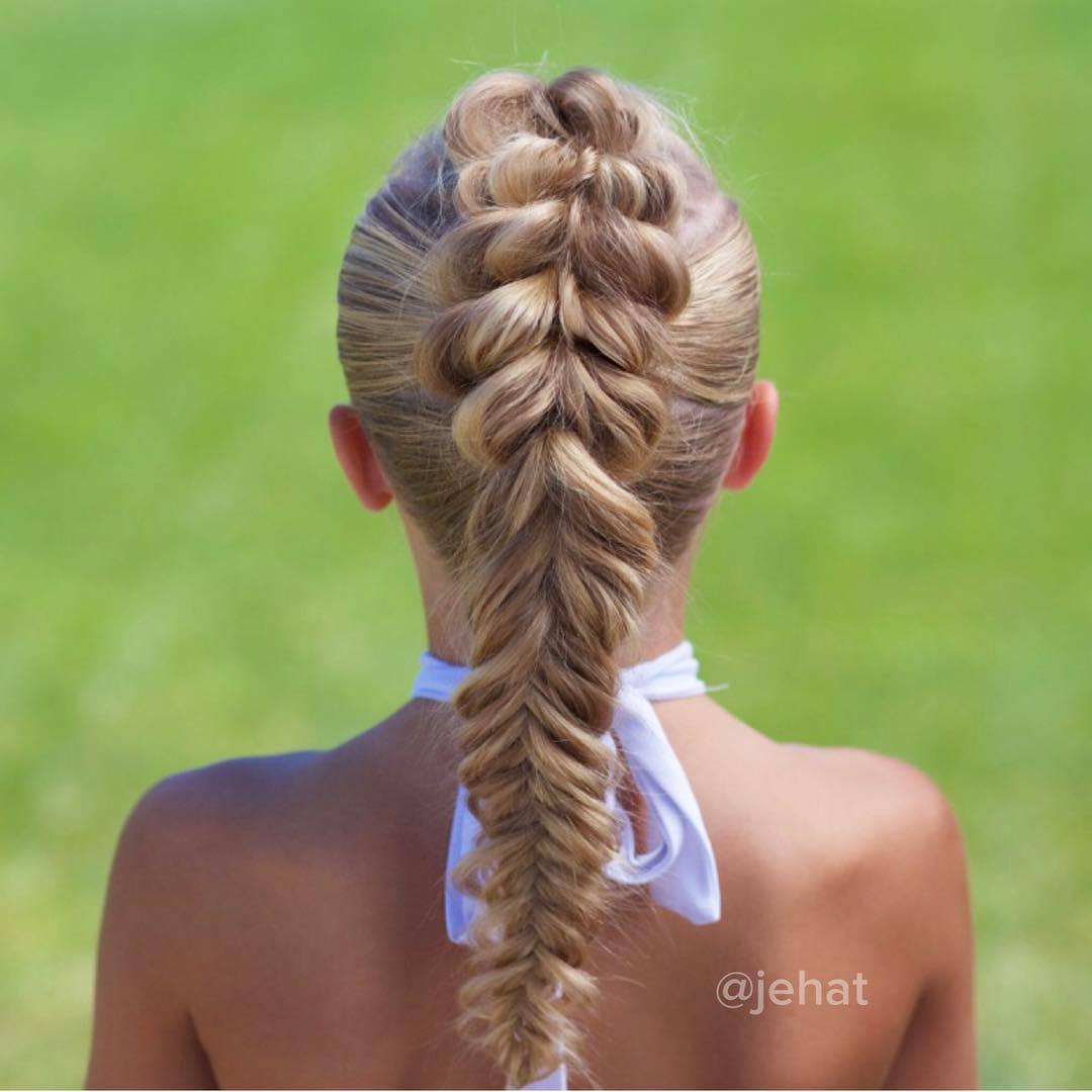 jehat hair — Mohawk pull thru to reverse fishtail for dance!