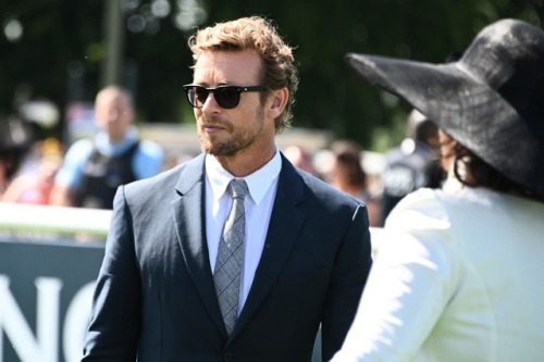 Simon Baker attends the Prix De Diane 2019 at hippodrome de Chantilly on June 16, 2019 in Chantilly,