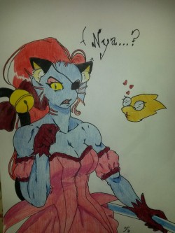 poppoforpresident:  I am definitely NOT STUCK WITH UNDERTALE  (nor Alphyne-)…  But I had to draw Undyne as a Neko magical girl! (and Alphys appreciates it-) 