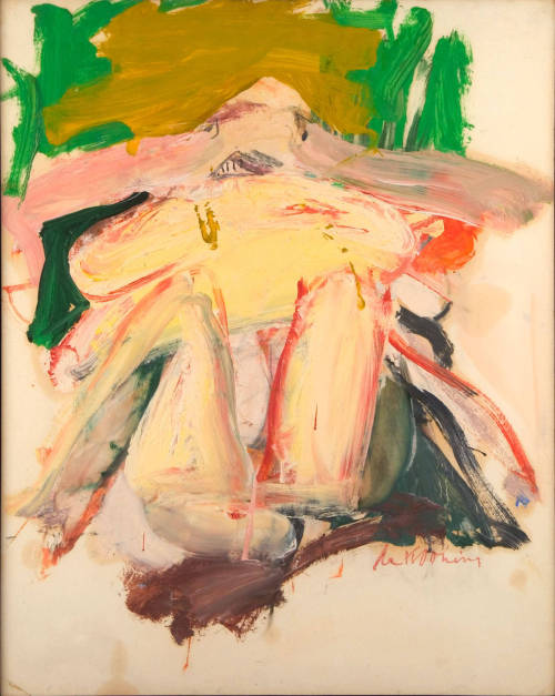 artist-dekooning: Woman with a Green and Beige Background, Willem de Kooning