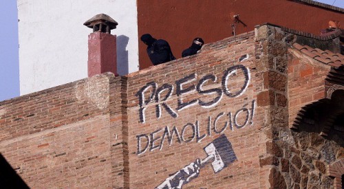 “Prison Demolition”Seen on a squatted building in Barcelona during a police raid