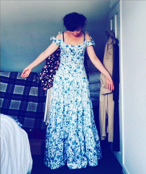 madeleinehylandsource:Hope everyone is staying safe and sane in there. I made a new dress. #lockdown
