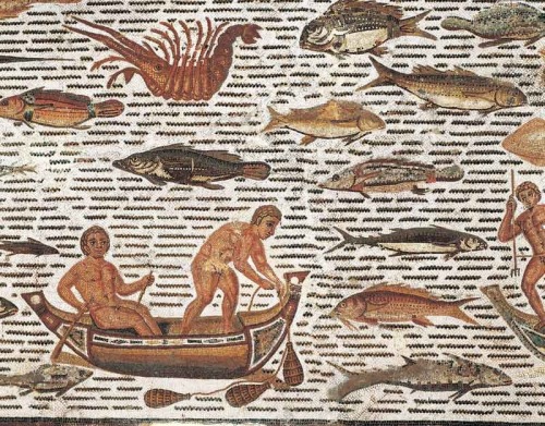 shiningjasmin: shiningjasmin Mosaic from Sousse (ancient Hadrumetum): fishing scenes. II century AD.