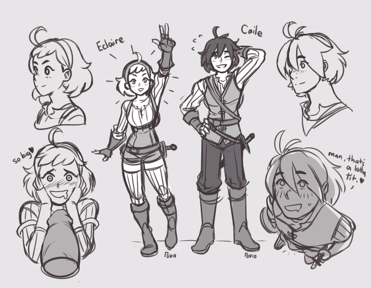 apinchofvanilla:Did some rough doodlin of those two trouble makin’ adventurer’s!