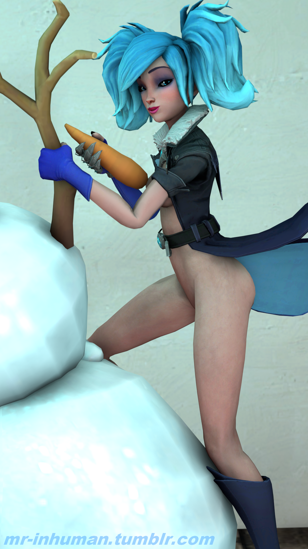 mr-inhuman:evie enjoying some time with a snowman.