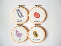 etsy:  Alicia Watkins’ embroidered microbes.