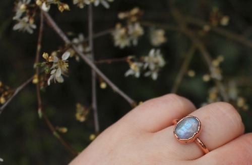 Rainbow Moonstone &amp; Copper Ring Just added this sweet one along with a couple of others to e
