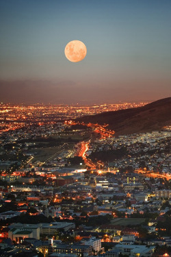 E4Rthy:  Cape Town At Full Moon South, Africa By Antoinette Le Roux 